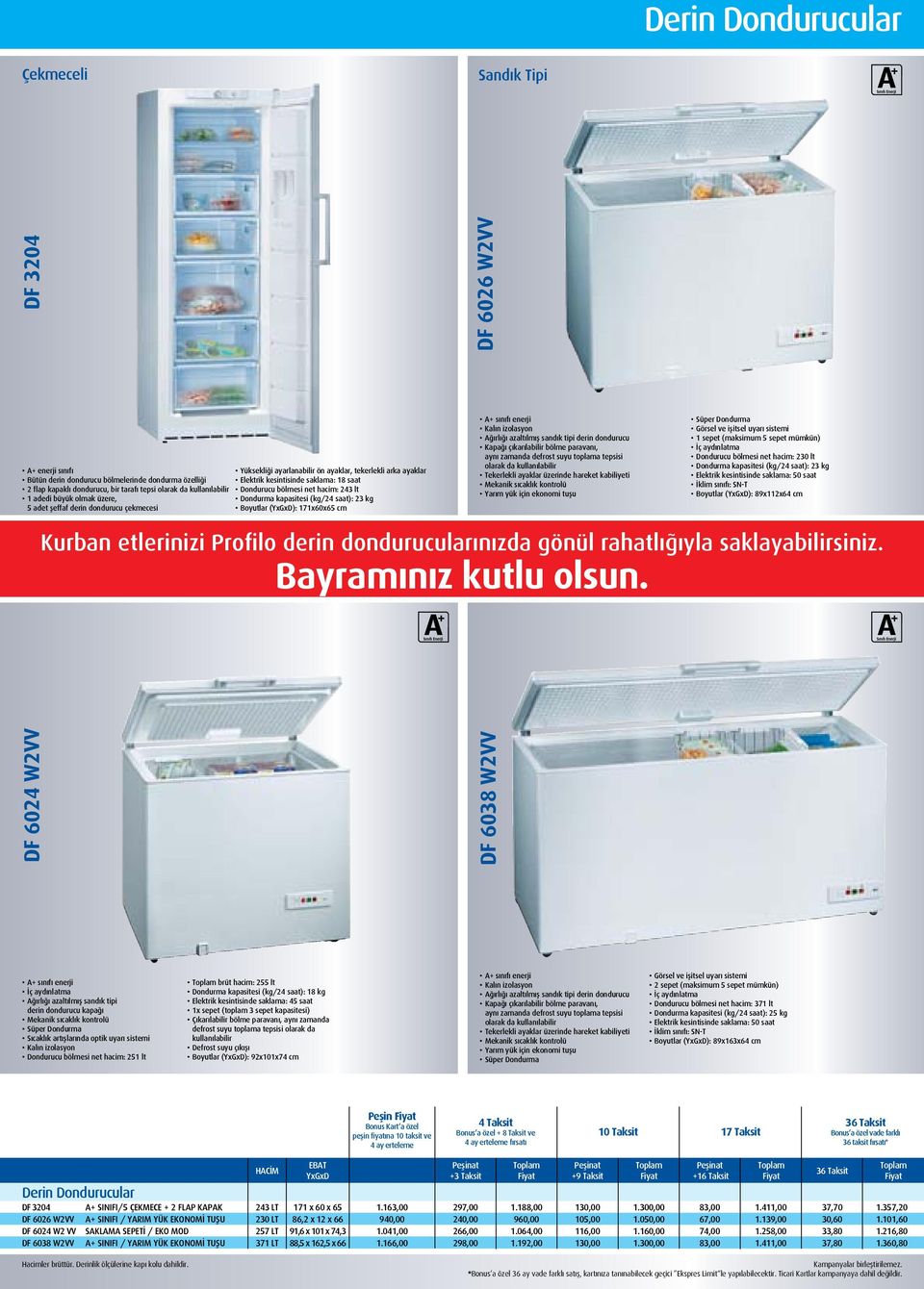 saat): 23 kg 5 adet şeffaf derin dondurucu çekmecesi Boyutlar (YxGxD): 171x60x65 cm A+ sınıfı enerji Kalın izolasyon Ağırlığı azaltılmış sandık tipi derin dondurucu Kapağı çıkarılabilir bölme