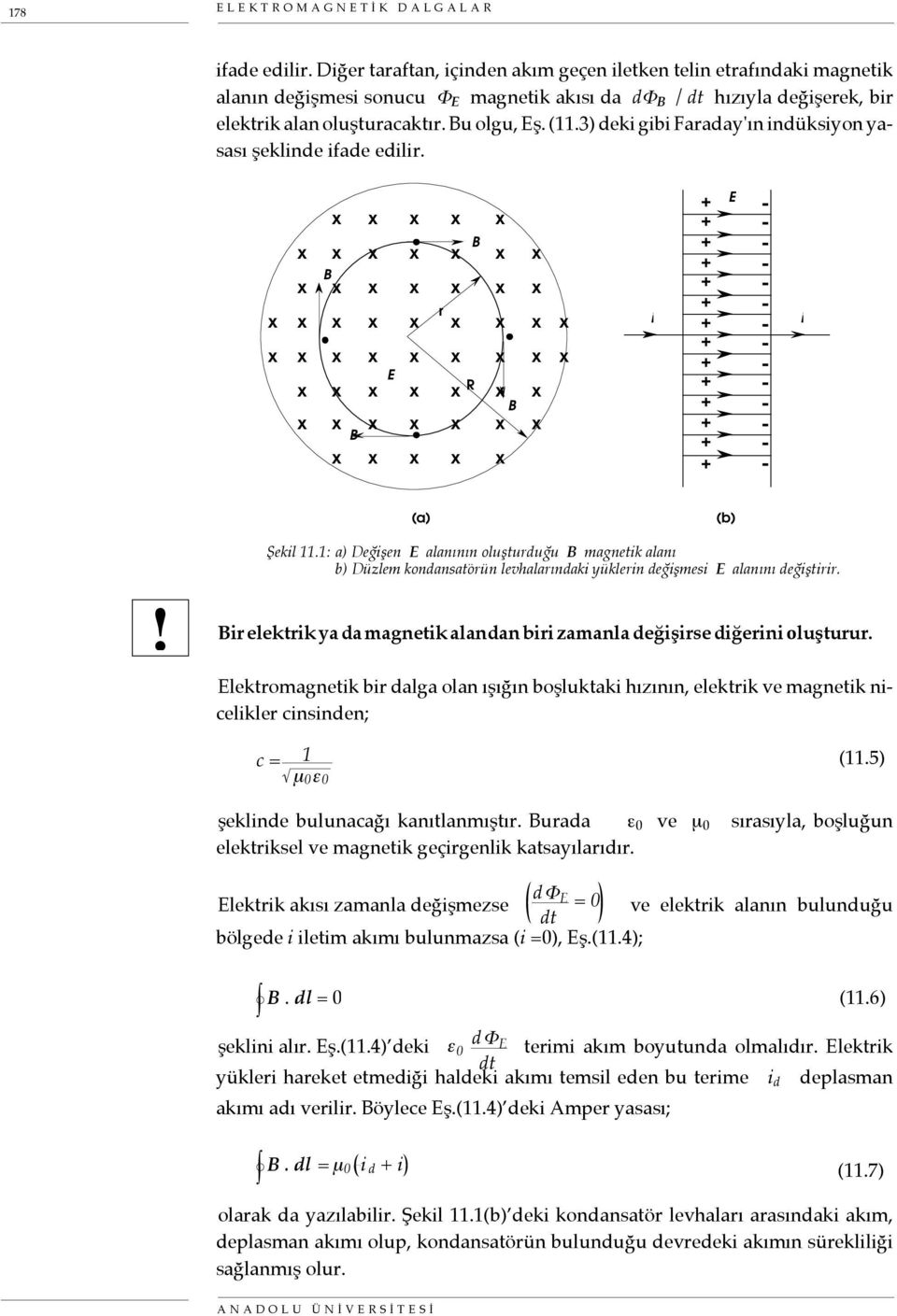 3) deki gibi Faraday'ın indüksiyon yasası şeklinde ifade edilir. B B r E R B B i + E + - - + - + + - - + - + + - - + + - - + - + + - - + - i (a) (b)! Şekil 11.