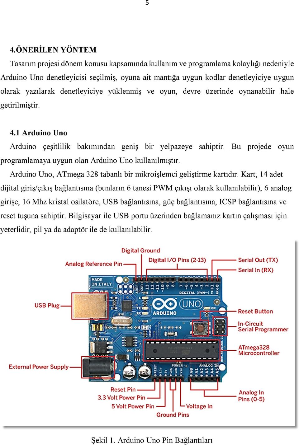 Bu projede oyun programlamaya uygun olan Arduino Uno kullanılmıştır. Arduino Uno, ATmega 328 tabanlı bir mikroişlemci geliştirme kartıdır.