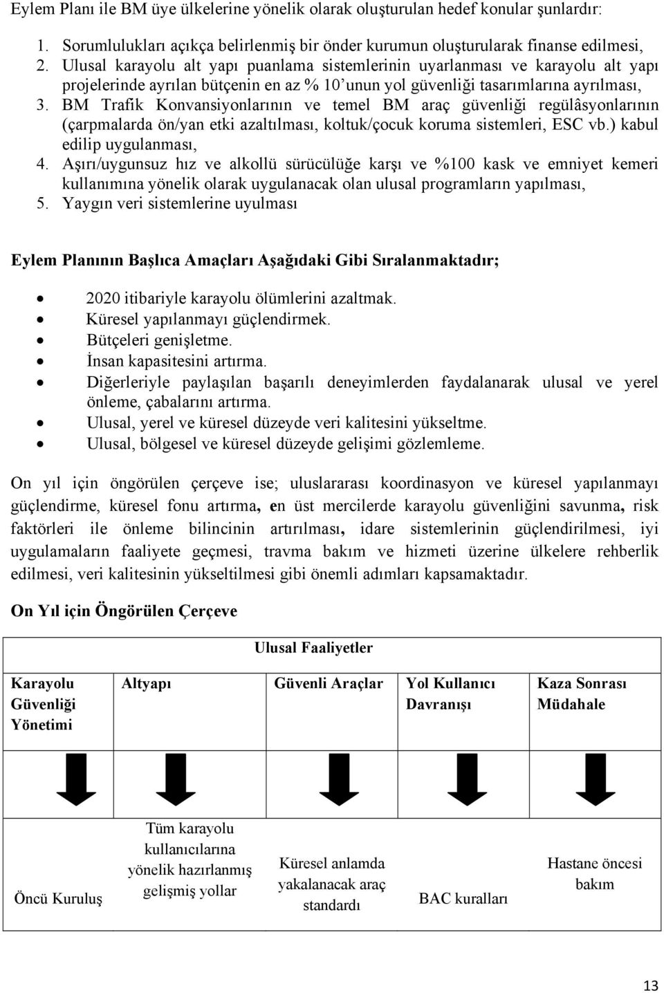 BM Trafik Konvansiyonlarının ve temel BM araç güvenliği regülâsyonlarının (çarpmalarda ön/yan etki azaltılması, koltuk/çocuk koruma sistemleri, ESC vb.) kabul edilip uygulanması, 4.