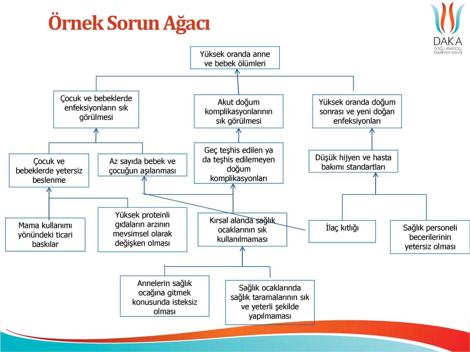 bakımı standartları Mama kullanımı yönündeki ticari baskılar Yüksek proteinli gıdaların arzının mevsimsel olarak değişken olması Kırsal alanda sağlık ocaklarının sık kullanılmaması İlaç