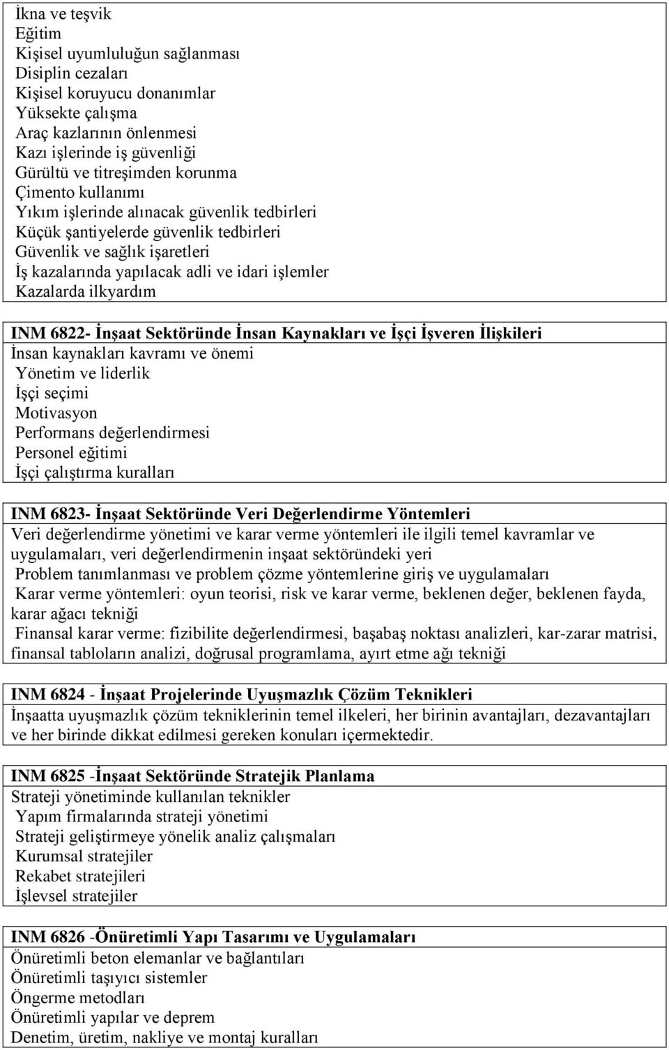 ilkyardım INM 6822- İnşaat Sektöründe İnsan Kaynakları ve İşçi İşveren İlişkileri İnsan kaynakları kavramı ve önemi Yönetim ve liderlik İşçi seçimi Motivasyon Performans değerlendirmesi Personel