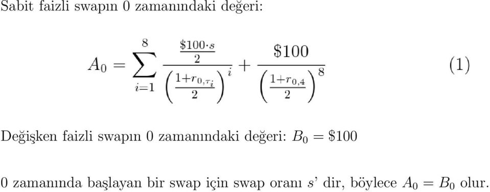 değeri: B 0 = $100 0 zamanında başlayan bir