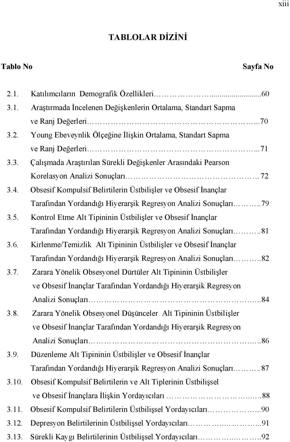 . Obsesif Kompulsif Belirtilerin Üstbilişler ve Obsesif İnançlar Tarafından Yordandığı Hiyerarşik Regresyon Analizi Sonuçları..79.5.