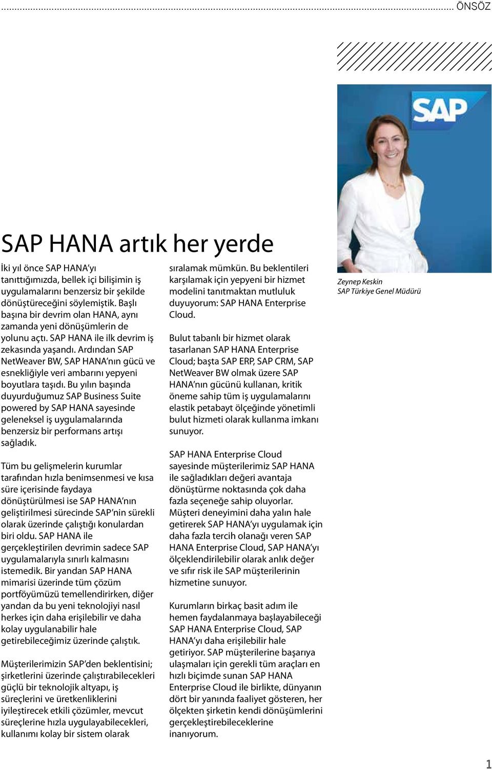 Ardından SAP NetWeaver BW, SAP HANA nın gücü ve esnekliğiyle veri ambarını yepyeni boyutlara taşıdı.