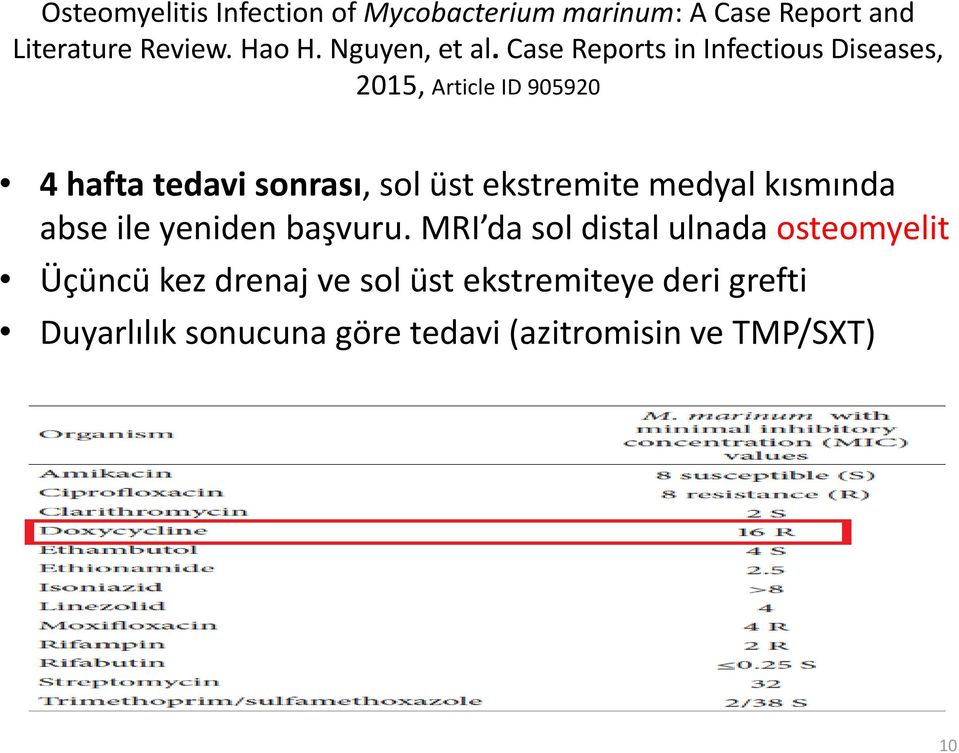 Case Reports in Infectious Diseases, 2015, Article ID 905920 4 hafta tedavi sonrası, sol üst