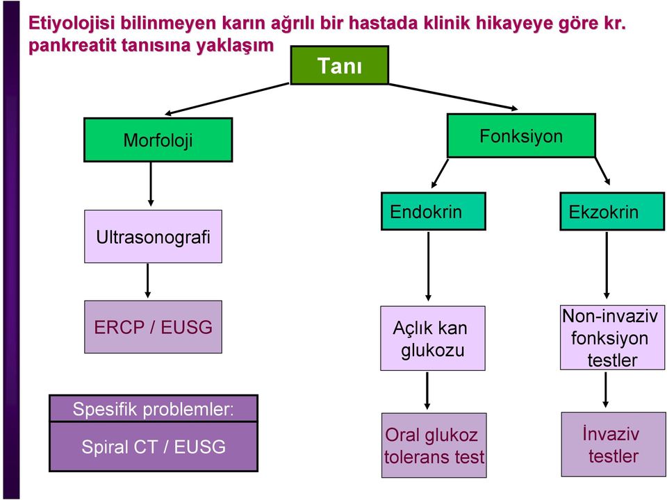 Endokrin Ekzokrin ERCP / EUSG Açlık kan glukozu Non-invaziv fonksiyon testler