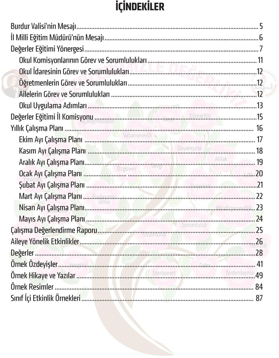 .. 17 Kasım Ayı Çalışma Planı... 18 Aralık Ayı Çalışma Planı... 19 Ocak Ayı Çalışma Planı......20 Şubat Ayı Çalışma Planı...21 Mart Ayı Çalışma Planı...22 Nisan Ayı Çalışma Planı.