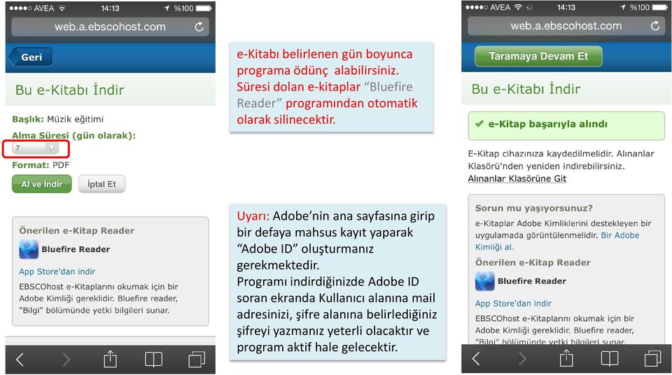 Uyarı: Adobe nin ana sayfasına girip bir defaya mahsus kayıt yaparak Adobe ID oluşturmanız gerekmektedir.