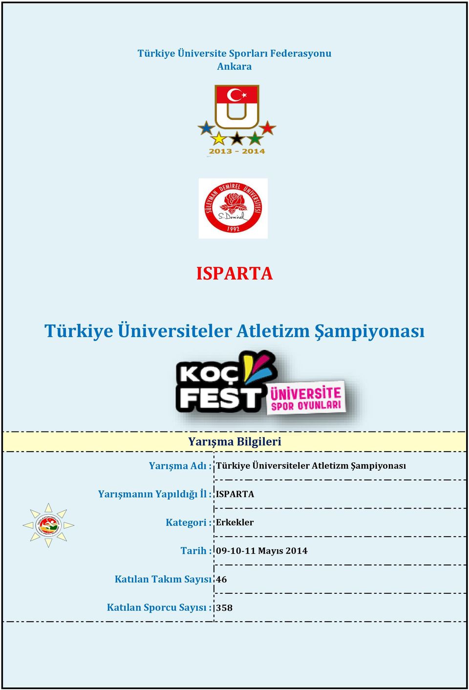 İl : ISPARTA Kategori : Erkekler Tarih : 09-10-11