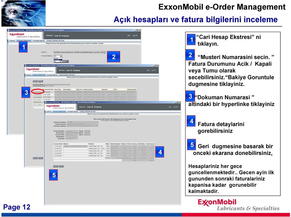 Dokuman Numarasi altindaki bir hyperlinke tiklayiniz Fatura detaylarini gorebilirsiniz Geri dugmesine basarak bir onceki