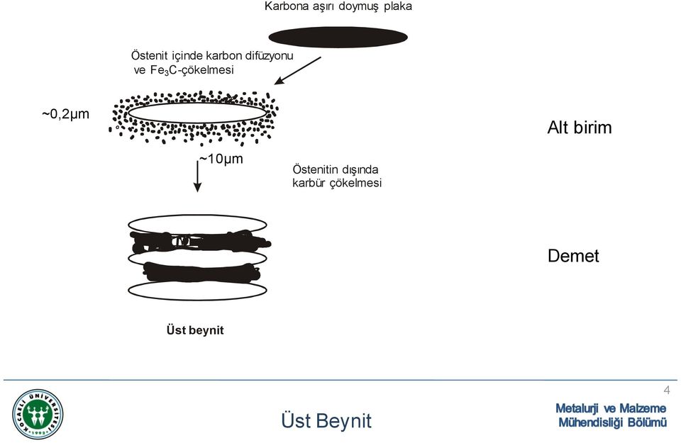 ~0,2µm Alt birim ~10µm Östenitin dışında