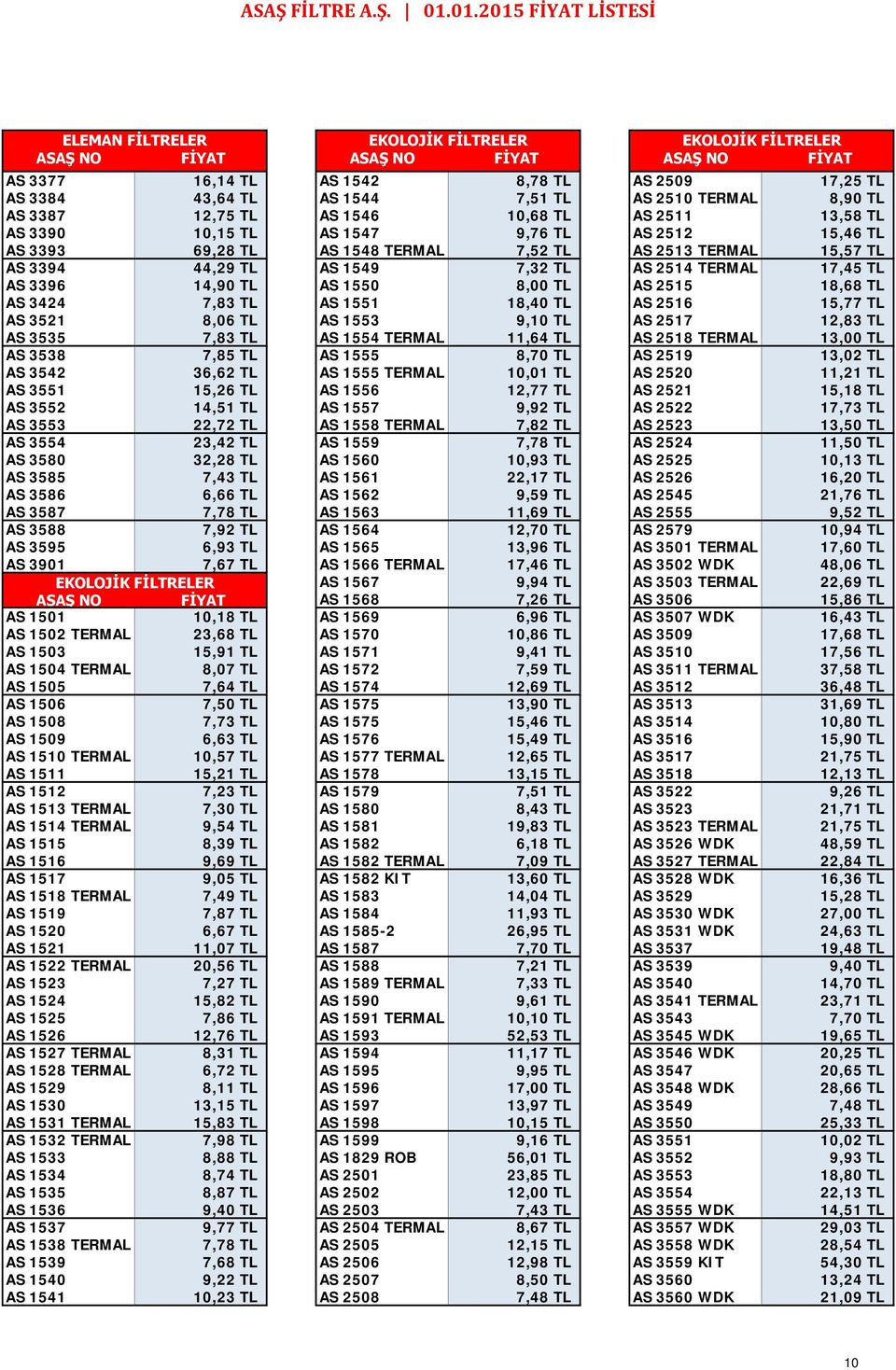 TL AS 1550 8,00 TL AS 2515 18,68 TL AS 3424 7,83 TL AS 1551 18,40 TL AS 2516 15,77 TL AS 3521 8,06 TL AS 1553 9,10 TL AS 2517 12,83 TL AS 3535 7,83 TL AS 1554 TERMAL 11,64 TL AS 2518 TERMAL 13,00 TL