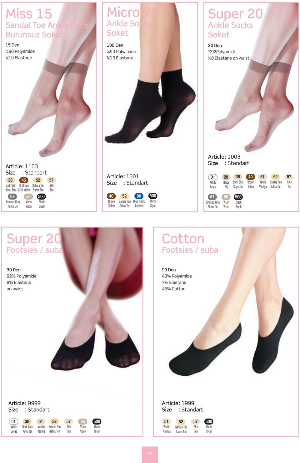 Article : 1103 Article : 1301 Article : 1003 Super 20 Footsies / suba Cotton Footsies / suba 30 Den 92%