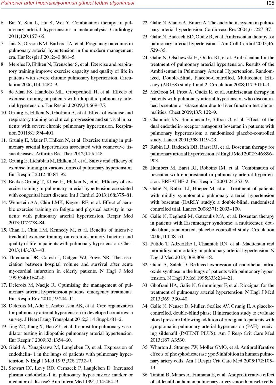 Exercise and respiratory training improve exercise capacity and quality of life in patients with severe chronic pulmonary hypertension. Circulation 2006;114:1482 9.