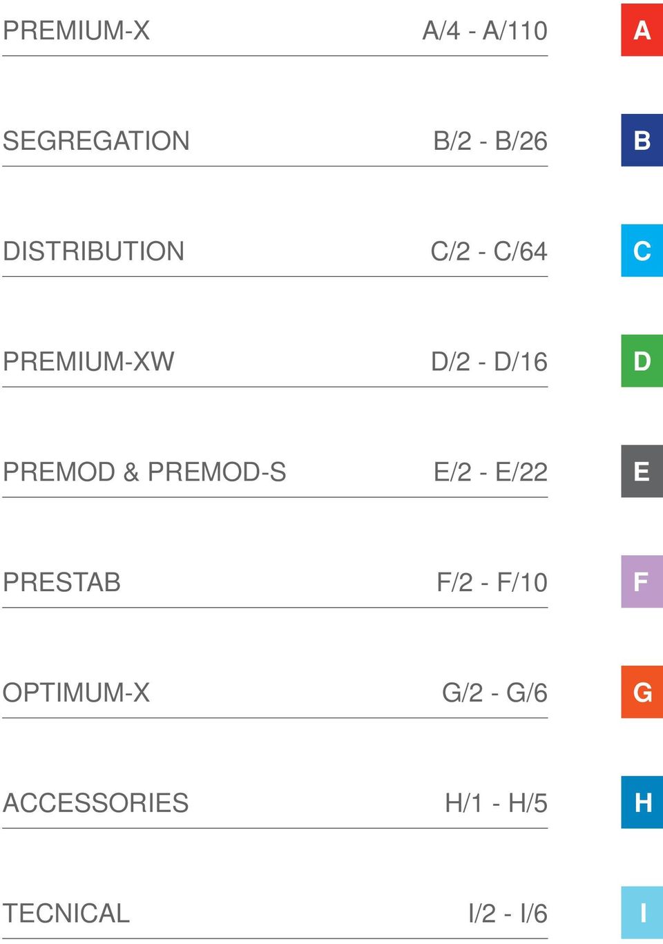 PREMOD & PREMOD-S E/2 - E/22 E PRESTAB F/2 - F/10 F