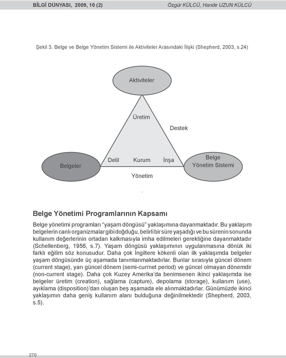 Bu yaklaşım belgelerin canlı organizmalar gibi doğduğu, belirli bir süre yaşadığı ve bu sürenin sonunda kullanım değerlerinin ortadan kalkmasıyla imha edilmeleri gerektiğine dayanmaktadır