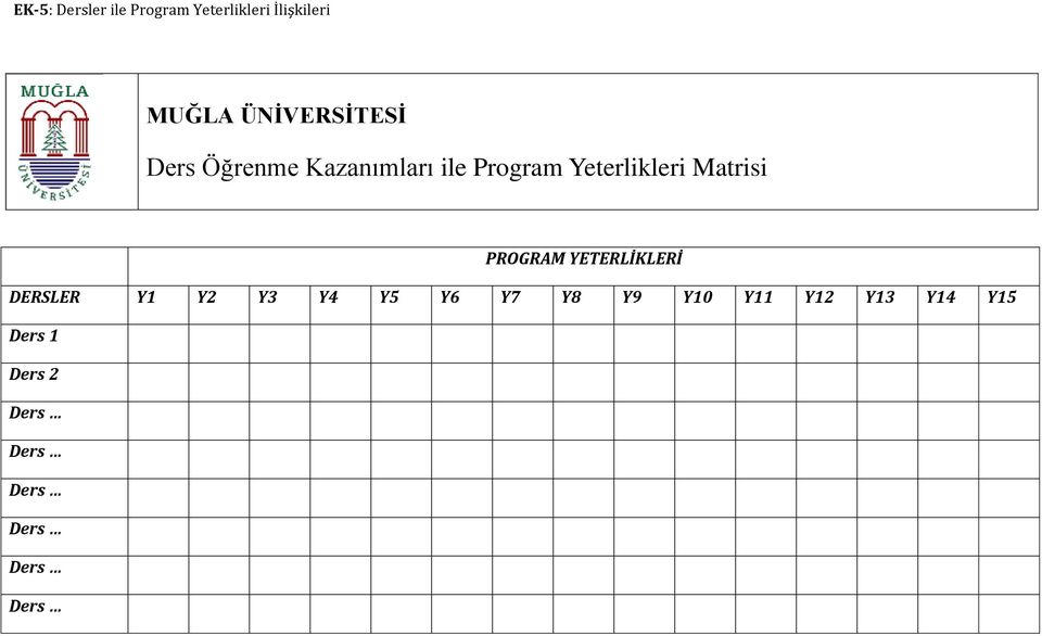 Program Yeterlikleri Matrisi PROGRAM YETERLİKLERİ