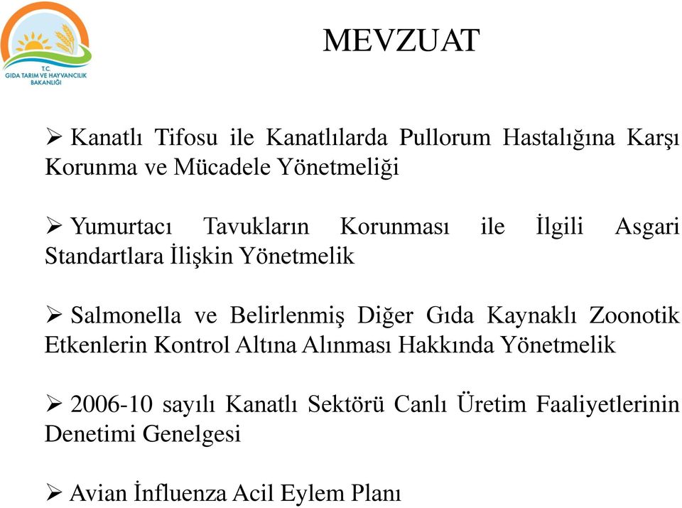 Belirlenmiş Diğer Gıda Kaynaklı Zoonotik Etkenlerin Kontrol Altına Alınması Hakkında Yönetmelik