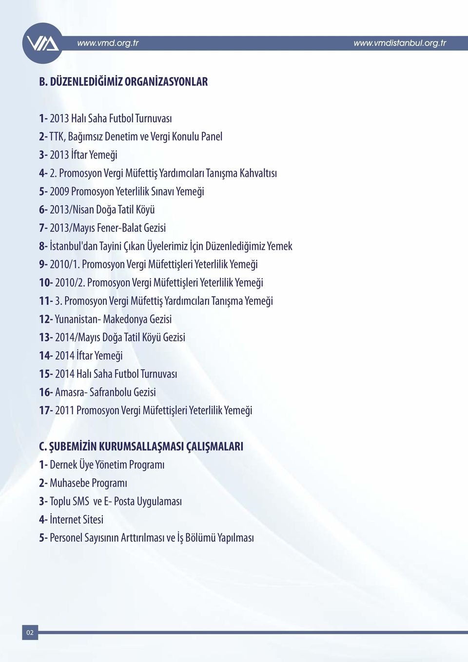 Düzenledi imiz Yemek 9-2010/1. Promosyon Vergi Müfetti leri Yeterlilik Yeme i 10-2010/2. Promosyon Vergi Müfetti leri Yeterlilik Yeme i 11-3.