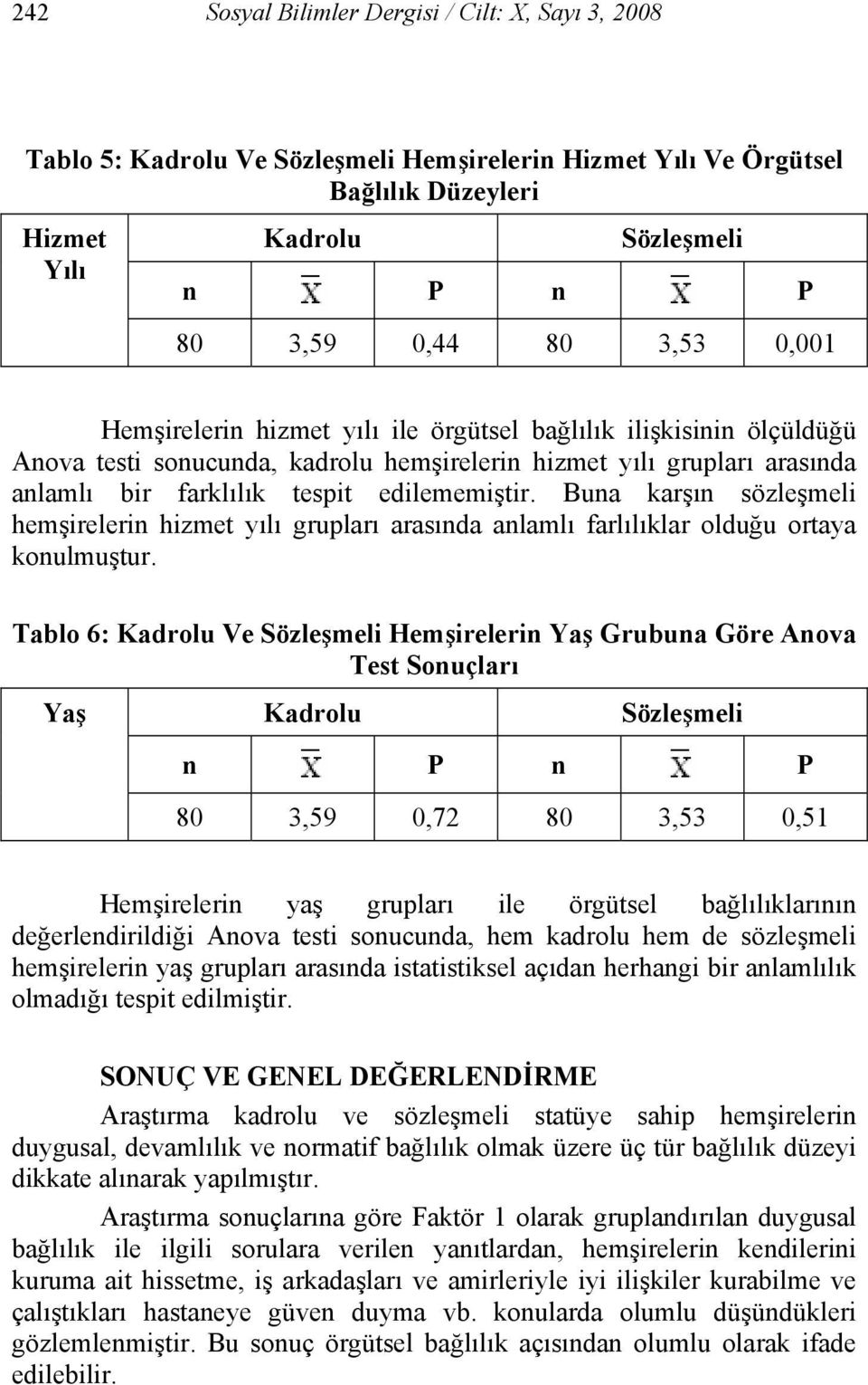 Buna karşın sözleşmeli hemşirelerin hizmet yılı grupları arasında anlamlı farlılıklar olduğu ortaya konulmuştur.