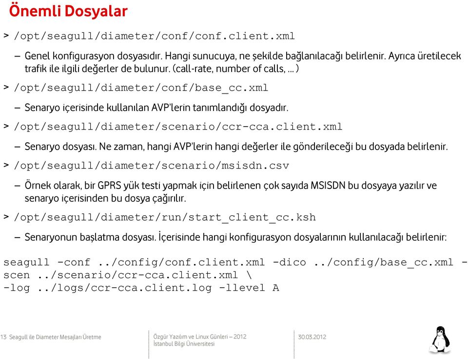 > /opt/seagull/diameter/scenario/ccr-cca.client.xml Senaryo dosyası. Ne zaman, hangi AVP lerin hangi değerler ile gönderileceği bu dosyada belirlenir. > /opt/seagull/diameter/scenario/msisdn.