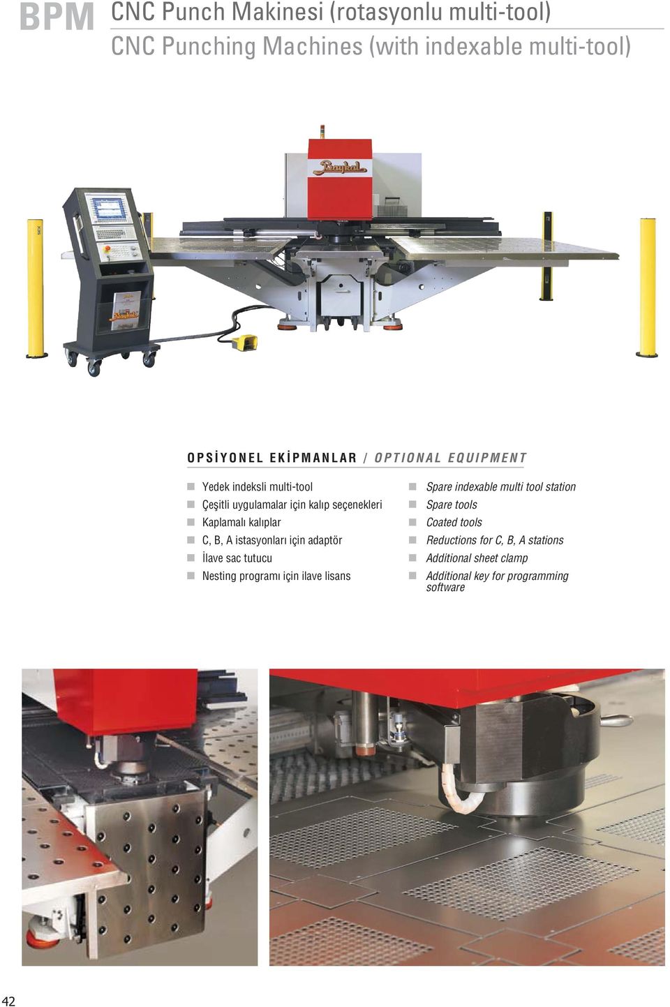 istasyonlar için adaptör lave sac tutucu Nesting program için ilave lisans Spare indexable multi tool station Spare