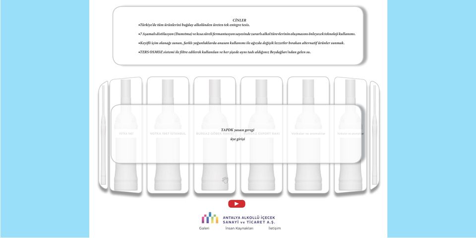 Keyifli içim olanağı sunan, farklı yoğunluklarda anason kullanımı ile ağızda değişik lezzetler bırakan alternatif ürünler sunmak.