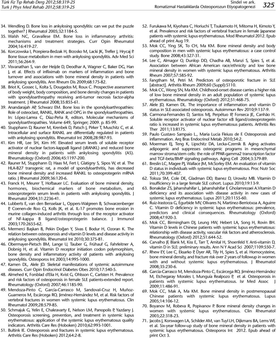 Bone tissue metabolism in men with ankylosing spondylitis. Adv Med Sci 2011;56:264-9. 37. Visvanathan S, van der Heijde D, Deodhar A, Wagner C, Baker DG, Han J, et al.