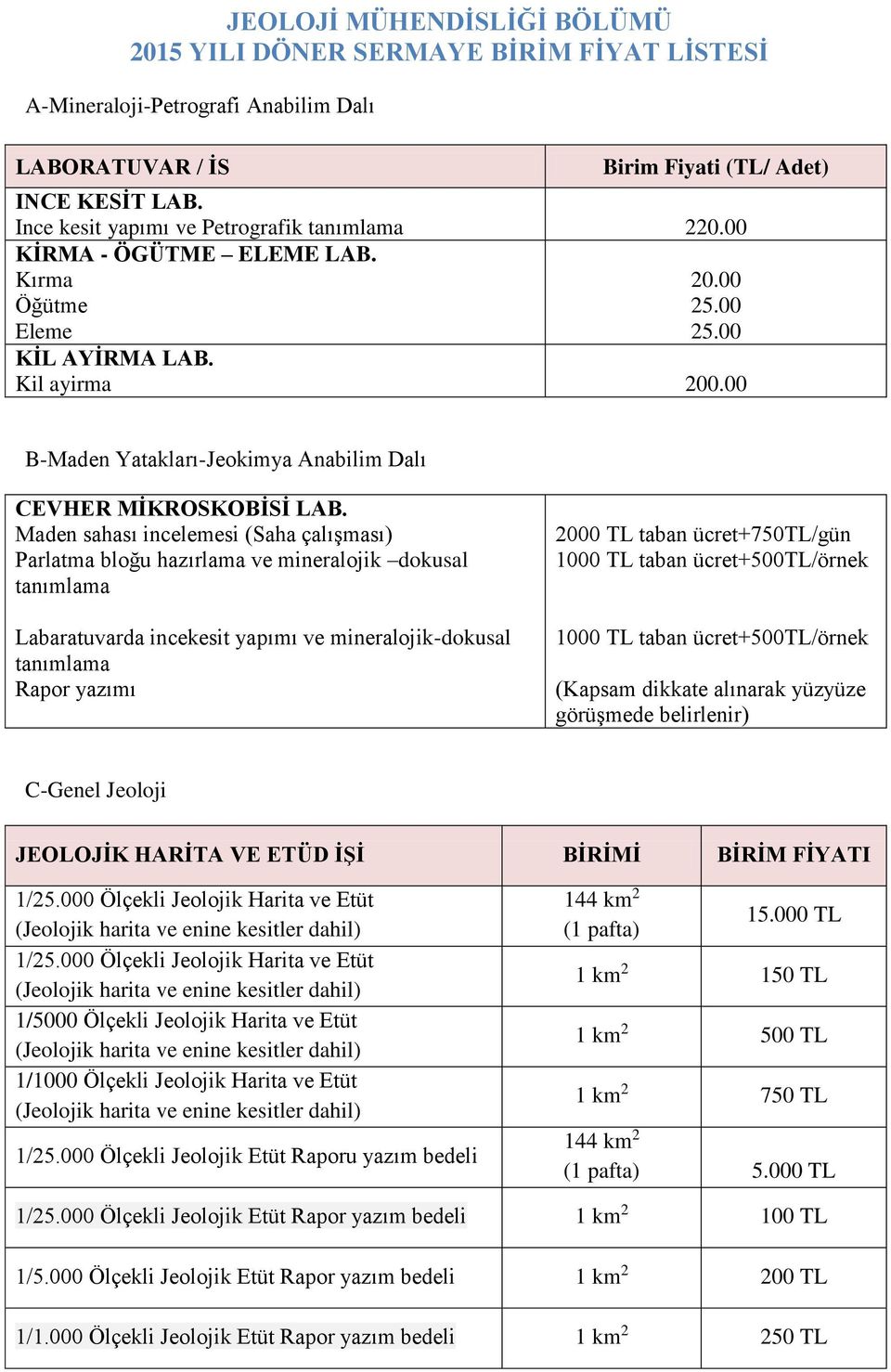 00 B-Maden Yatakları-Jeokimya Anabilim Dalı CEVHER MİKROSKOBİSİ LAB.