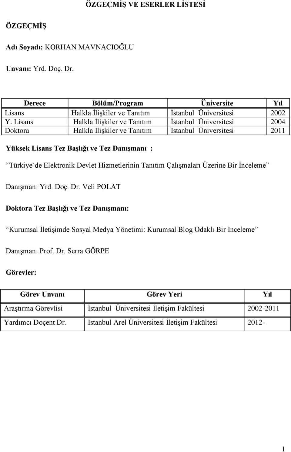 Hizmetlerinin Tanıtım Çalışmaları Üzerine Bir İnceleme Danışman: Yrd. Doç. Dr.