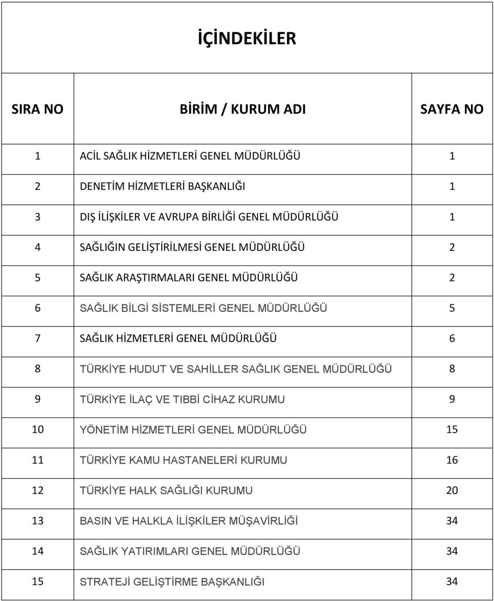 MÜDÜRLÜĞÜ 6 8 TÜRKİYE HUDUT VE SAHİLLER GENEL MÜDÜRLÜĞÜ 8 9 TÜRKİYE İLAÇ VE TIBBİ CİHAZ KURUMU 9 10 YÖNETİM HİZMETLERİ GENEL MÜDÜRLÜĞÜ 15 11 TÜRKİYE KAMU