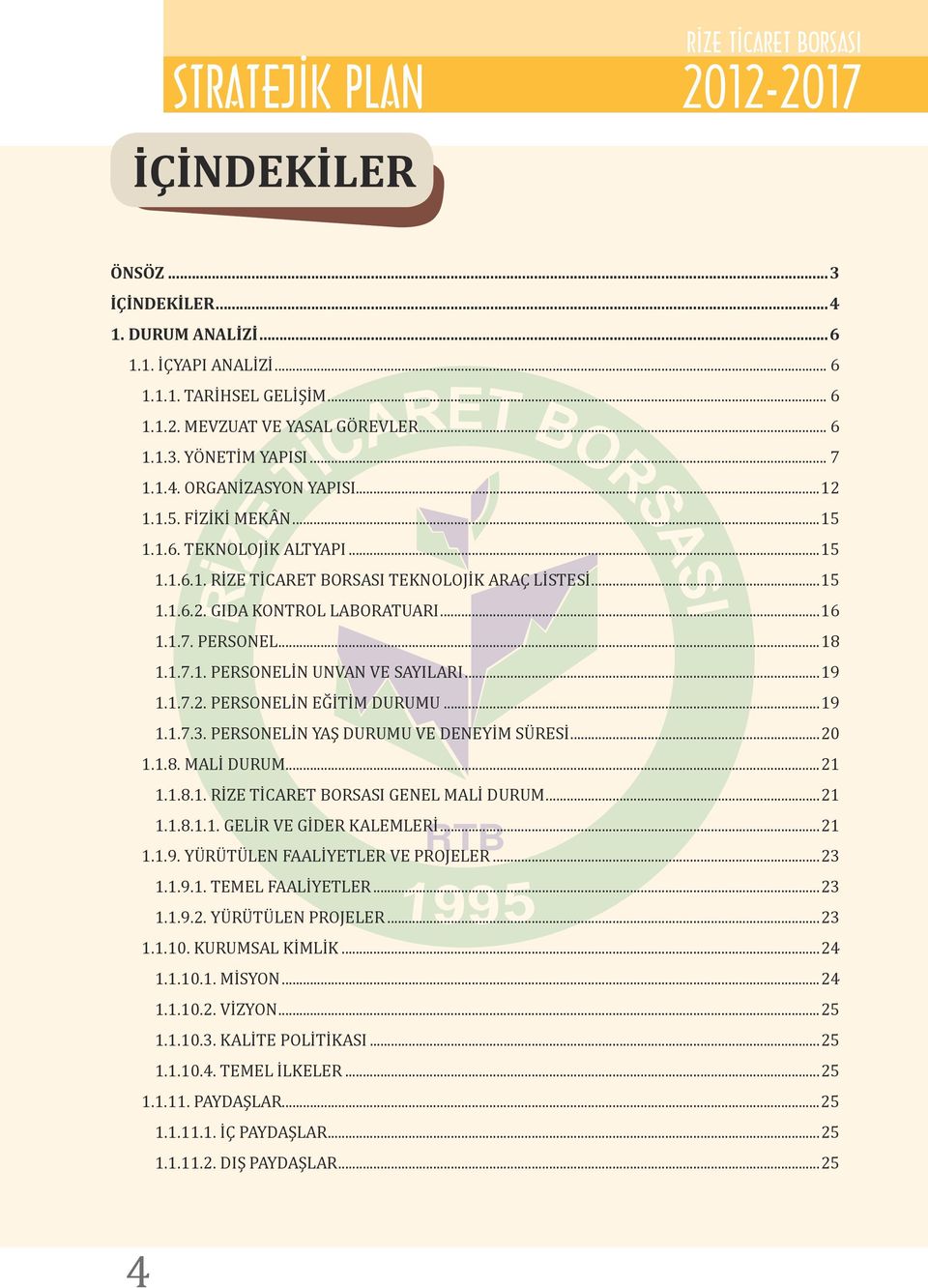 ..19 1.1.7.2. PERSONELİN EĞİTİM DURUMU...19 1.1.7.3. PERSONELİN YAŞ DURUMU VE DENEYİM SÜRESİ...20 1.1.8. MALİ DURUM...21 1.1.8.1. GENEL MALİ DURUM...21 1.1.8.1.1. GELİR VE GİDER KALEMLERİ...21 1.1.9. YÜRÜTÜLEN FAALİYETLER VE PROJELER.