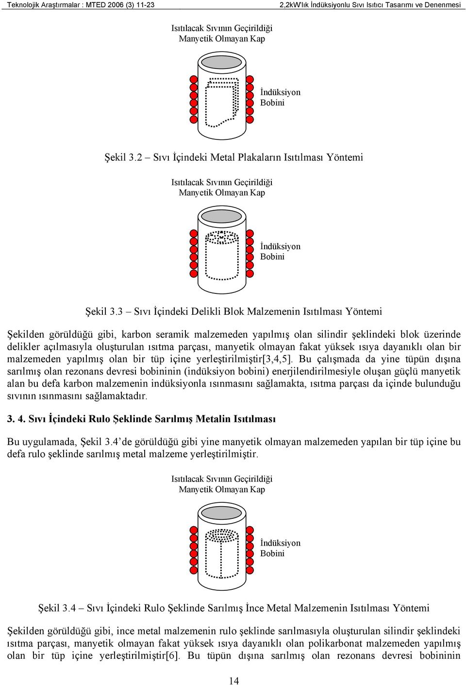 3 Sıvı İçindeki Delikli Blok Malzemenin Isıtılması Yöntemi Şekilden görüldüğü gibi, karbon seramik malzemeden yapılmış olan silindir şeklindeki blok üzerinde delikler açılmasıyla oluşturulan ısıtma