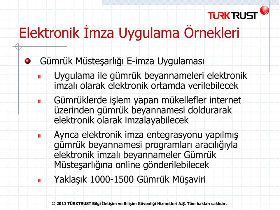 doldurarak elektronik olarak imzalayabilecek Ayrıca elektronik imza entegrasyonu yapılmış gümrük beyannamesi programları