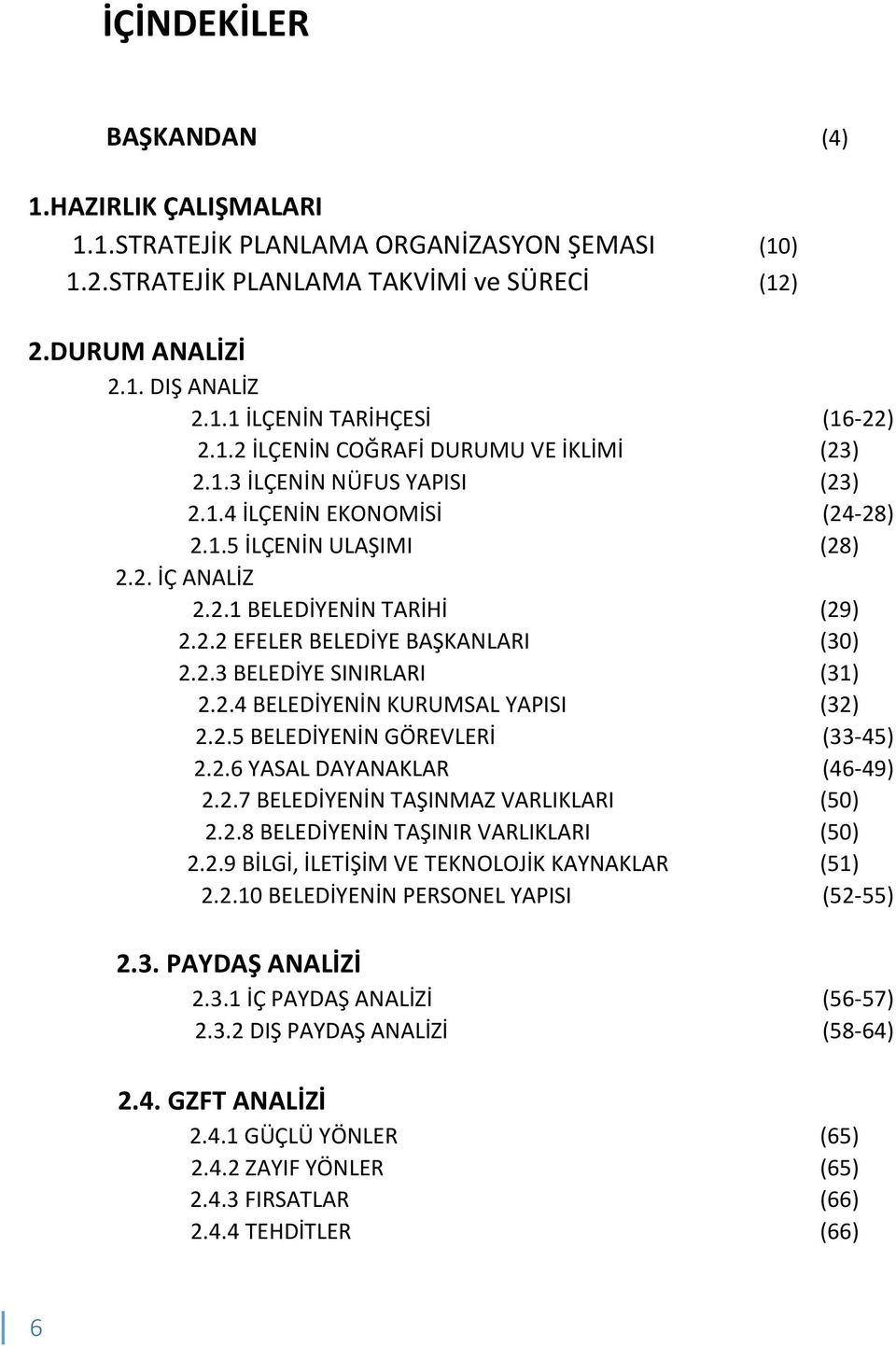 2.3 BELEDİYE SINIRLARI (31) 2.2.4 BELEDİYENİN KURUMSAL YAPISI (32) 2.2.5 BELEDİYENİN GÖREVLERİ (33-45) 2.2.6 YASAL DAYANAKLAR (46-49) 2.2.7 BELEDİYENİN TAŞINMAZ VARLIKLARI (50) 2.2.8 BELEDİYENİN TAŞINIR VARLIKLARI (50) 2.