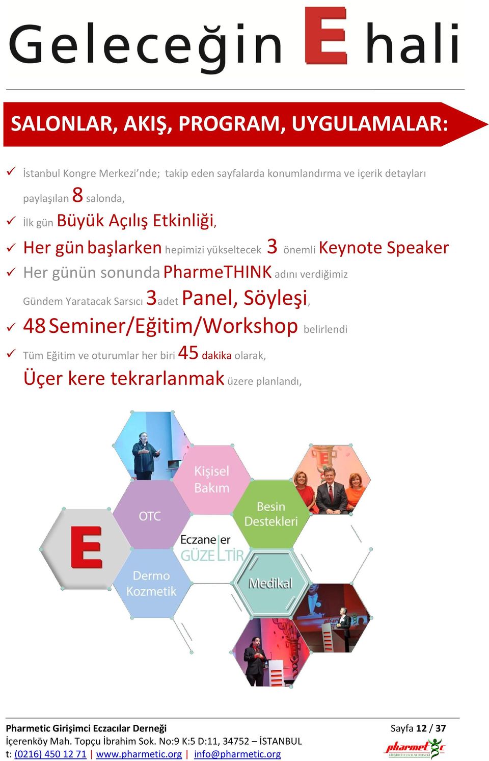 sonunda PharmeTHINK adını verdiğimiz Gündem Yaratacak Sarsıcı 3adet Panel, Söyleşi, 48 Seminer/Eğitim/Workshop belirlendi Tüm