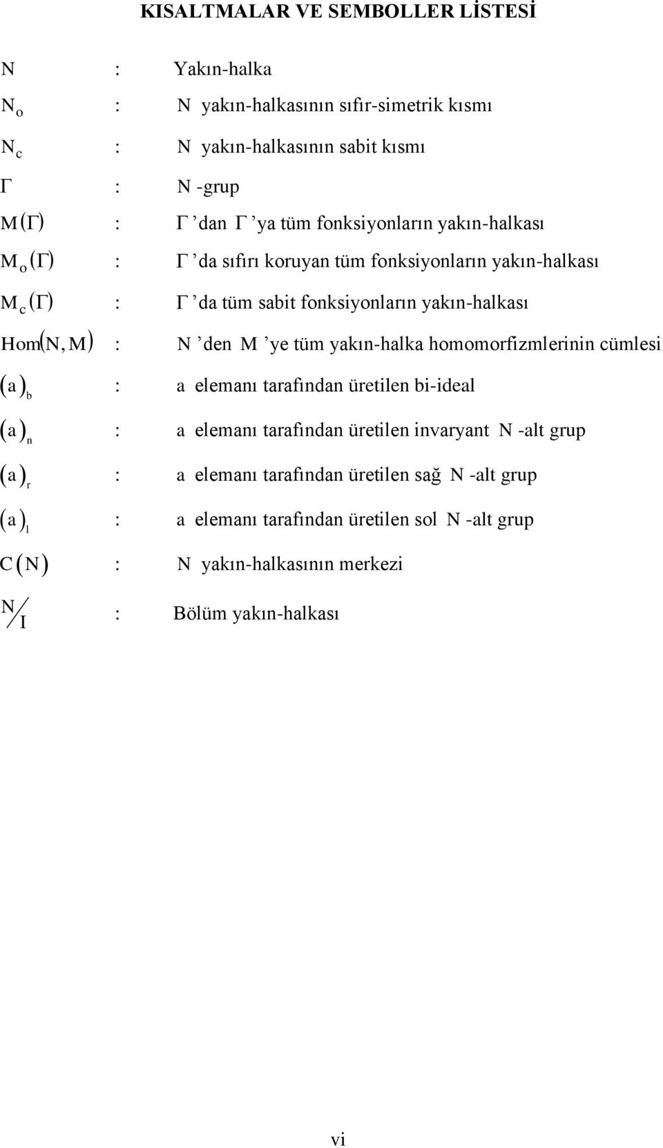 M ye tüm yakın-halka homomorfizmlerinin cümlesi a b : a elemanı tarafından üretilen bi-ideal a n : a elemanı tarafından üretilen invaryant N -alt grup a r