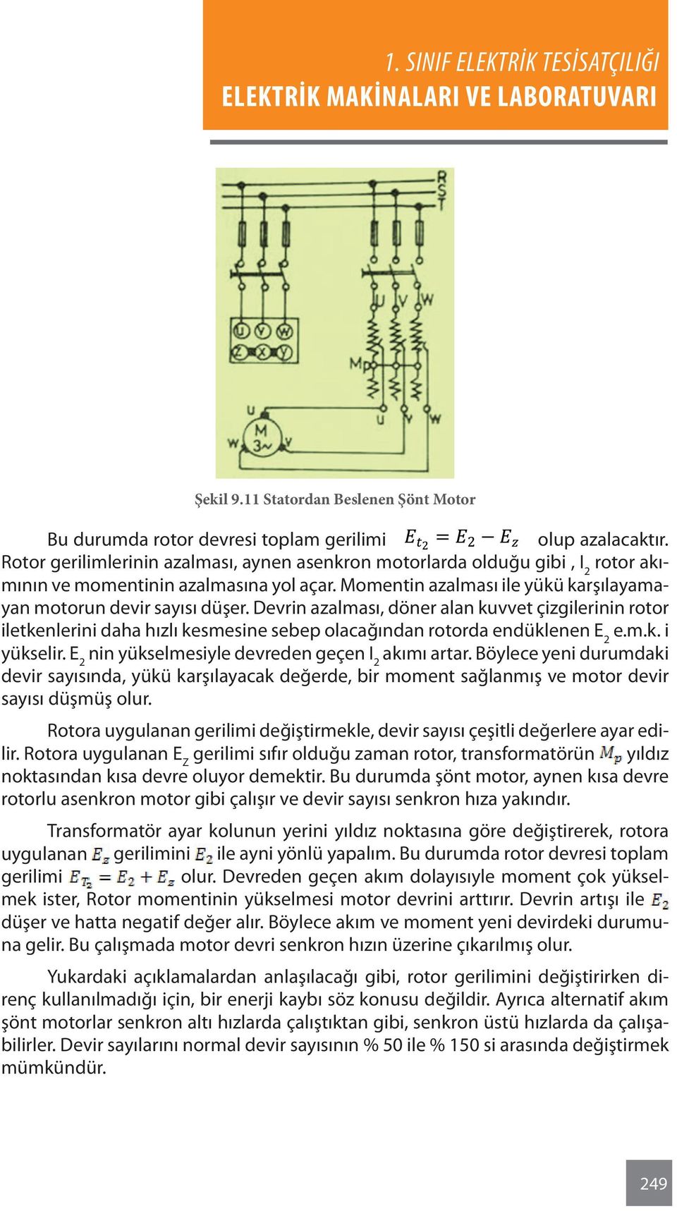 Devrin azalması, döner alan kuvvet çizgilerinin rotor iletkenlerini daha hızlı kesmesine sebep olacağından rotorda endüklenen E 2 e.m.k. i yükselir.