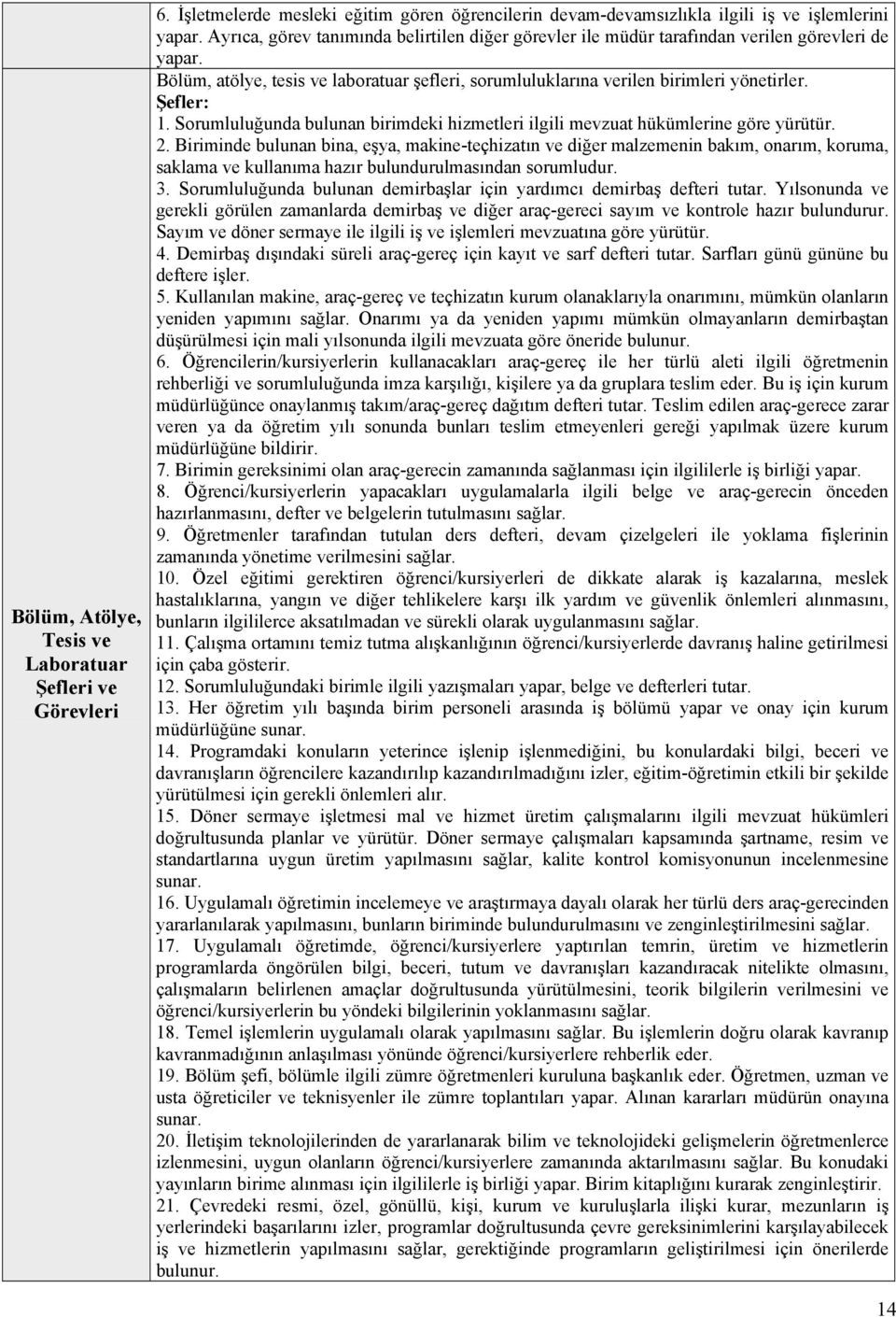 Sorumluluğunda bulunan birimdeki hizmetleri ilgili mevzuat hükümlerine göre yürütür. 2.