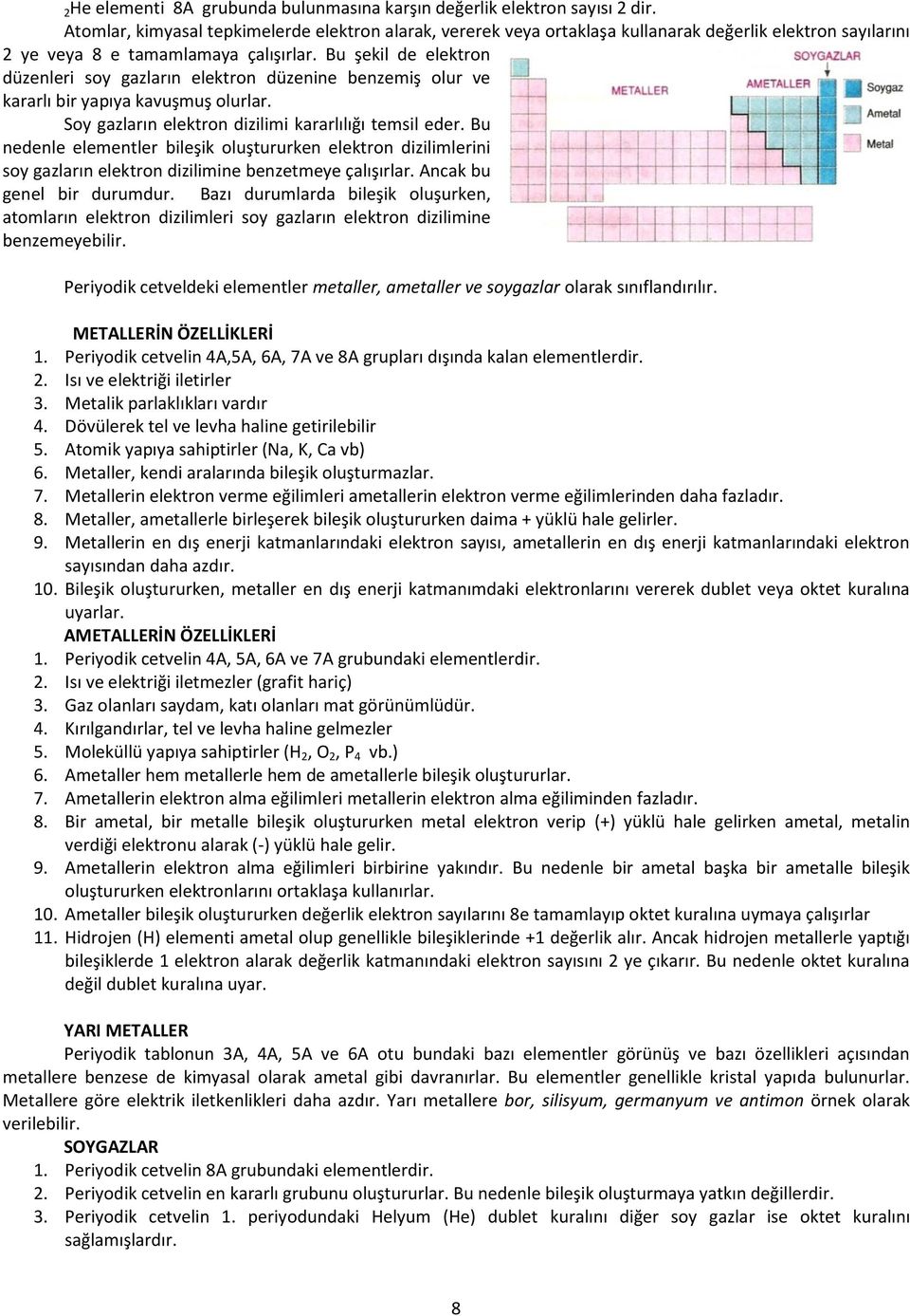 Bu şekil de elektron düzenleri soy gazların elektron düzenine benzemiş olur ve kararlı bir yapıya kavuşmuş olurlar. Soy gazların elektron dizilimi kararlılığı temsil eder.