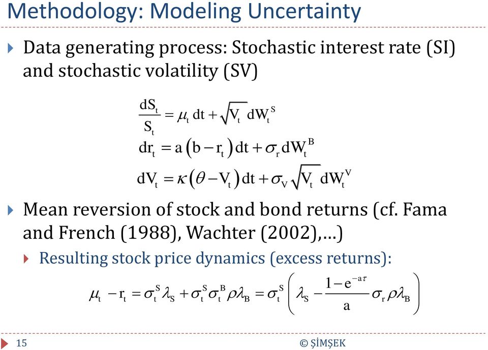 t t V t t Mean reversion of stock and bond returns (cf.