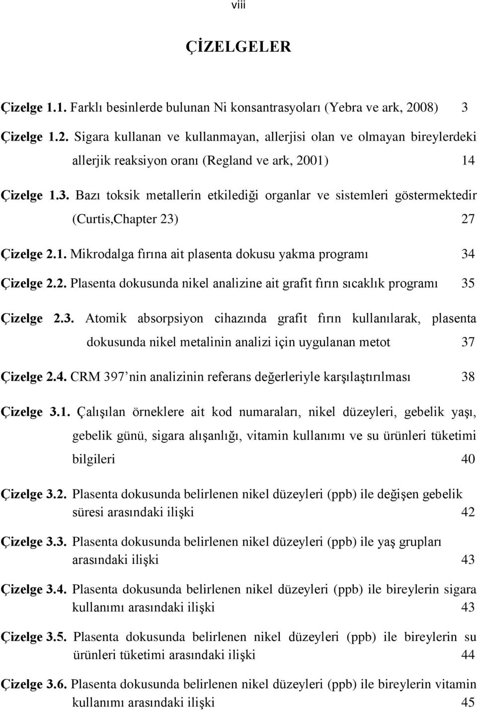 1. Mikrodalga fırına ait plasenta dokusu yakma programı 34 Çizelge 2.2. Plasenta dokusunda nikel analizine ait grafit fırın sıcaklık programı 35 Çizelge 2.3. Atomik absorpsiyon cihazında grafit fırın kullanılarak, plasenta dokusunda nikel metalinin analizi için uygulanan metot 37 Çizelge 2.