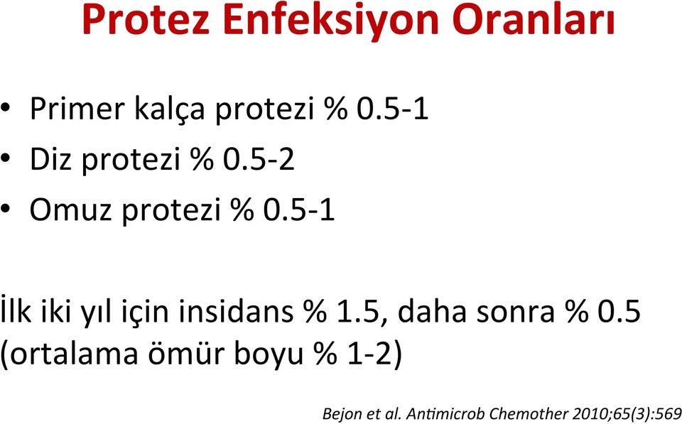 5-1 İlk iki yıl için insidans % 1.5, daha sonra % 0.