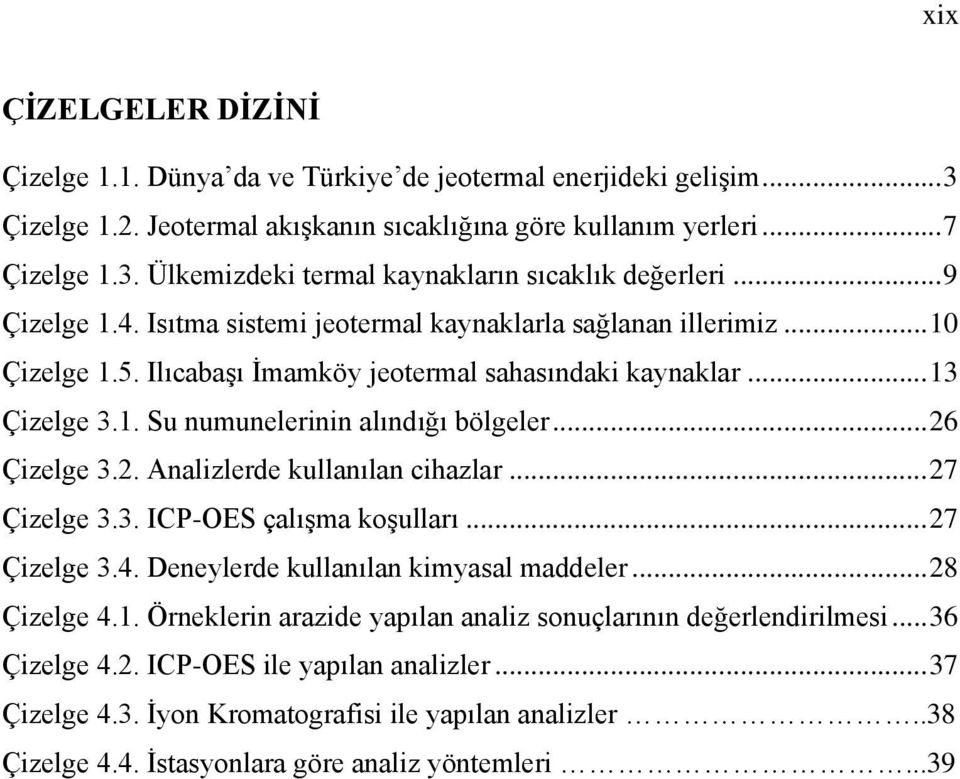 .. 26 Çizelge 3.2. Analizlerde kullanılan cihazlar... 27 Çizelge 3.3. ICP-OES çalışma koşulları... 27 Çizelge 3.4. Deneylerde kullanılan kimyasal maddeler... 28 Çizelge 4.1.