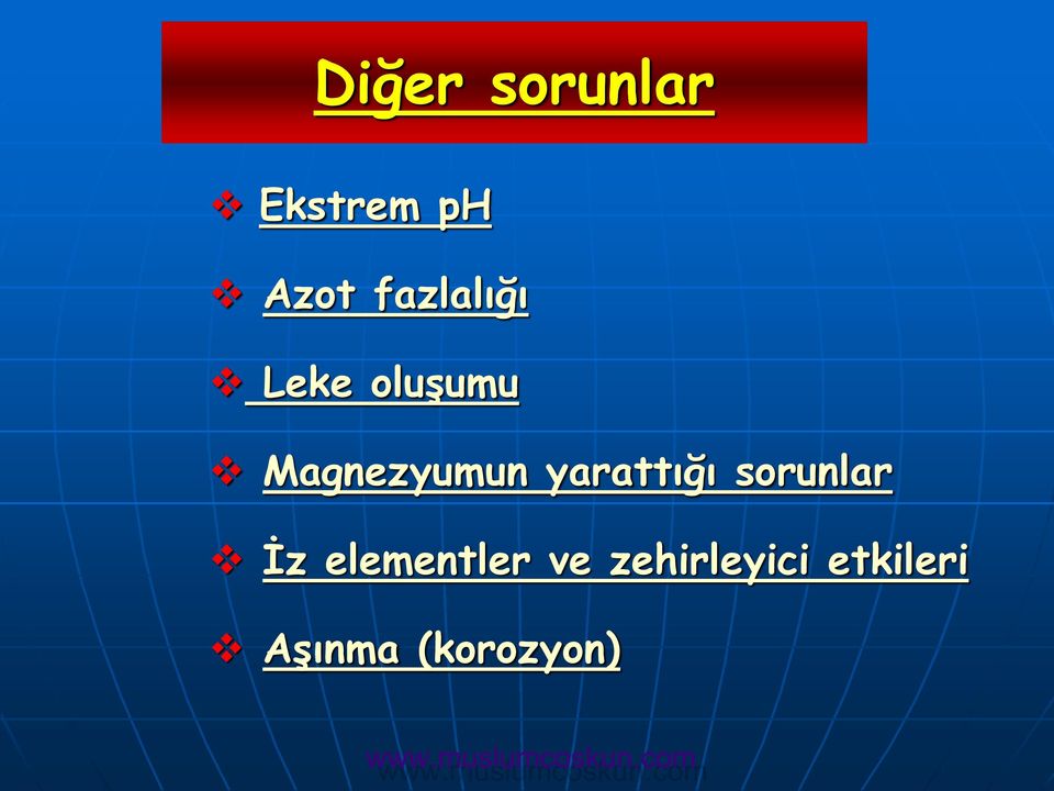 yarattığı sorunlar İz elementler