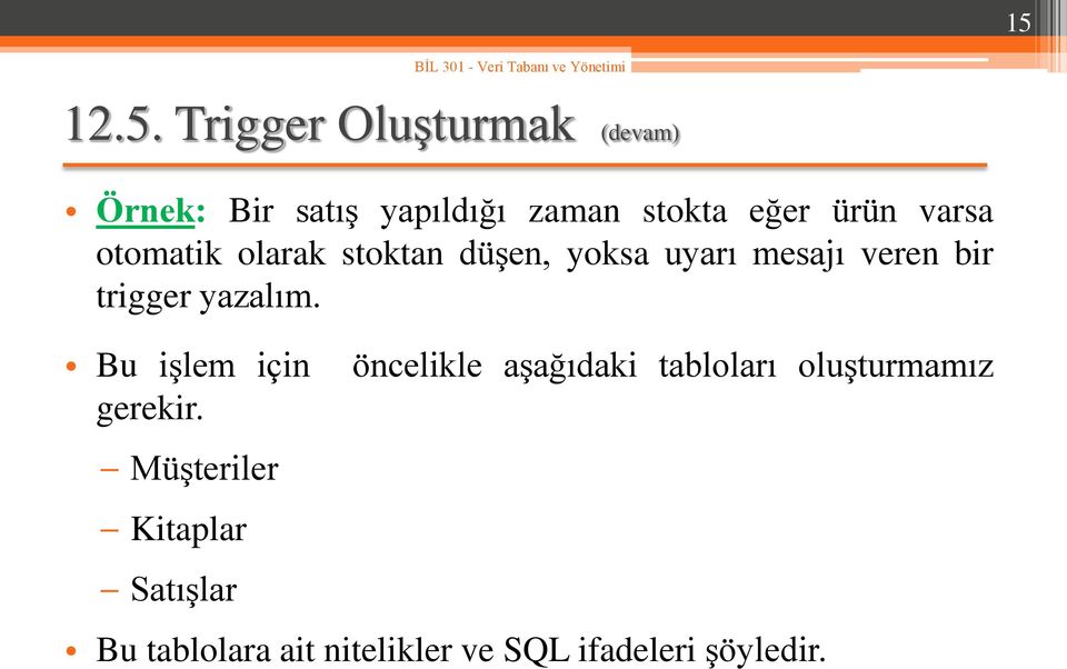 trigger yazalım. Bu işlem için gerekir.