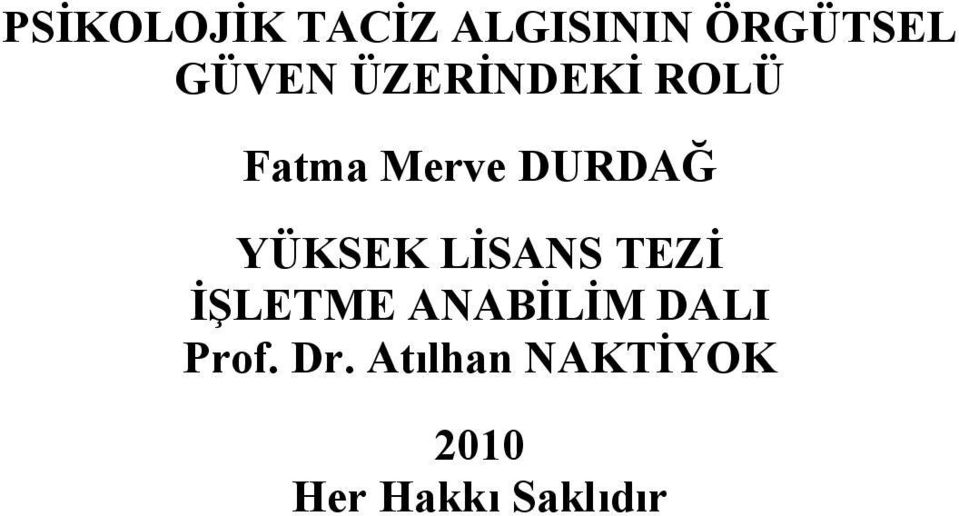 LİSANS TEZİ İŞLETME ANABİLİM DALI Prof.