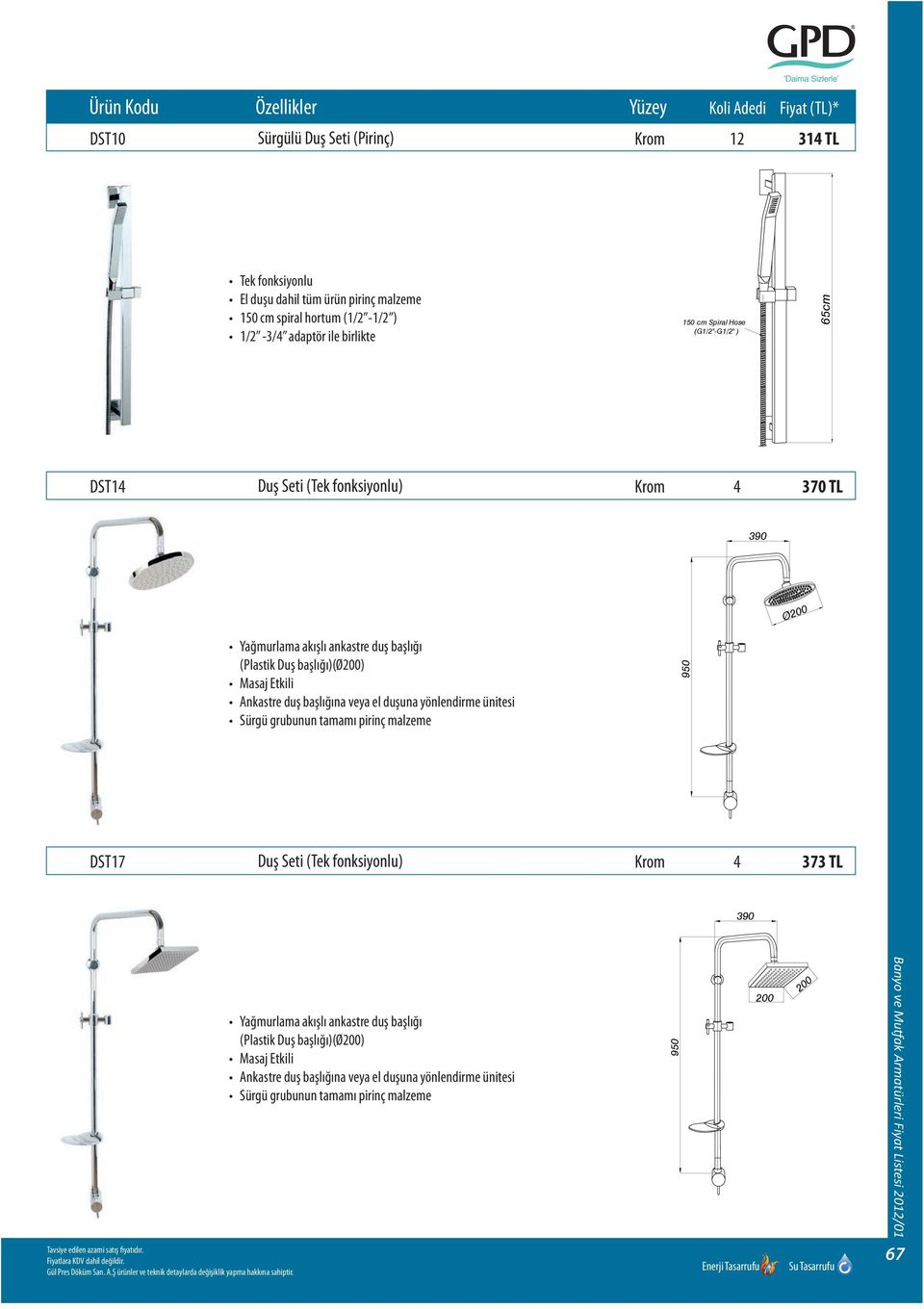 başlığı)(ø) DST 14 - DUŞ SETİ ( TEK FONKSİYONLU ) DST17 Duş Seti (Tek fonksiyonlu) 4 373 TL Yağmurlama akışlı ankastre duş