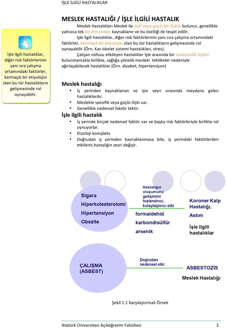 İşle ilgili hastalıklar, diğer risk faktörlerinin yanı sıra çalışma ortamındaki faktörler, karmaşık bir etiyolojisi olan bu tür hastalıkların gelişmesinde rol oynayabilir (Örn.